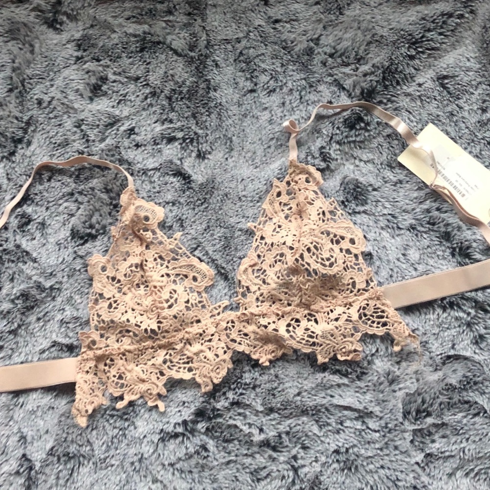 Beige lace bra top